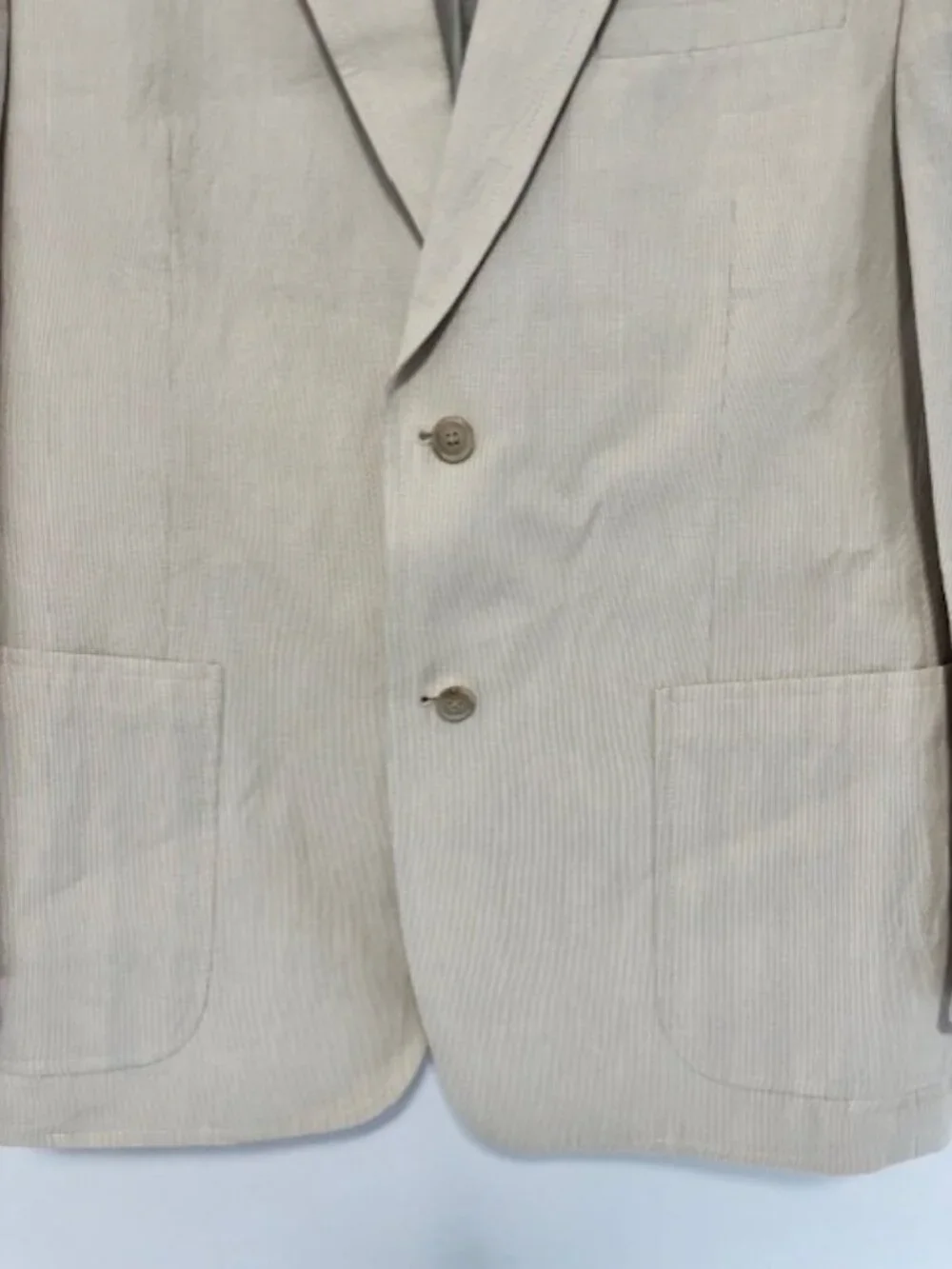 Kroon Bono 42R Cotton Linen Sport Coat Beige Micro Stripe Two Button Blazer